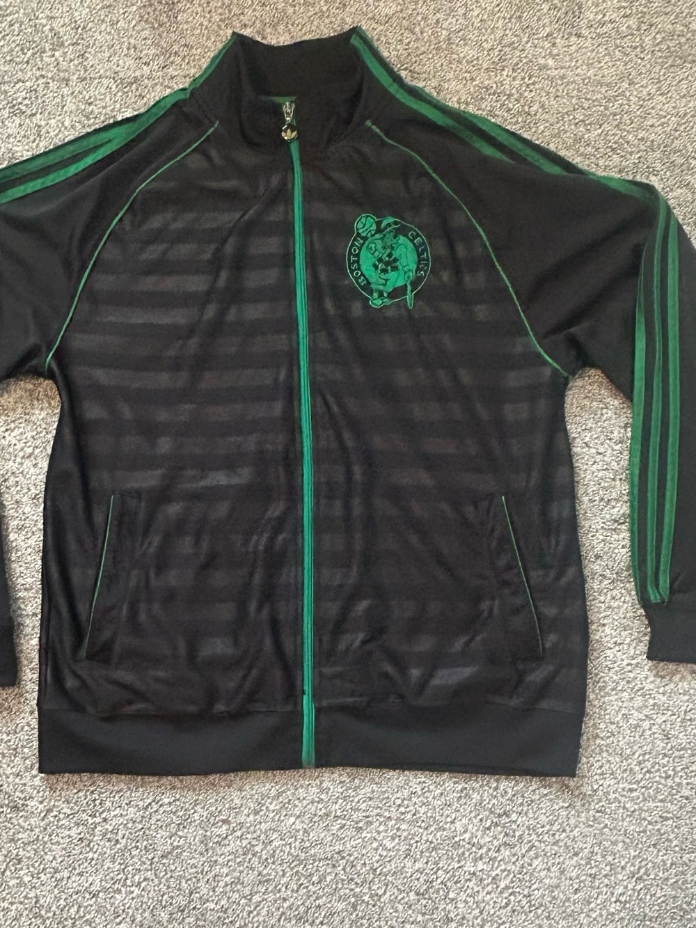 Adidas Originals Boston Celtics Track Jacket Mens XL Black Green Trefoil NBA